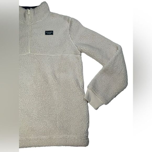 Abercrombie Kids Size 15/16 Faux Sherpa 1/4 Zip Pullover Sweater Cozy Warm - Picture 2 of 10